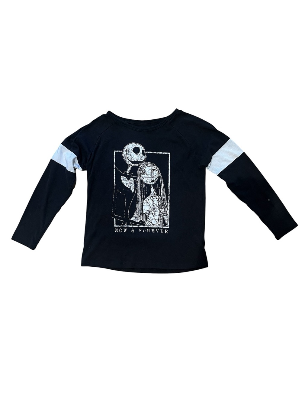 Disney Black Long-Sleeve Tee with White Sleeve Panels
